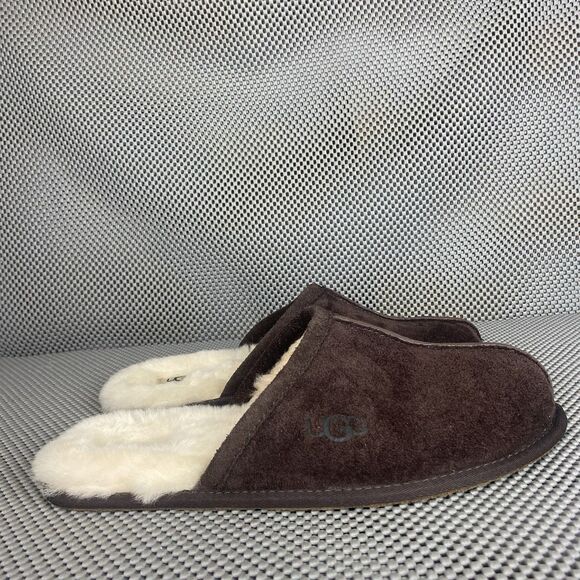 UGG Other - UGG Scuff Slippers Mens Size 11 Brown Leather Sheepskin Shearling Slide On